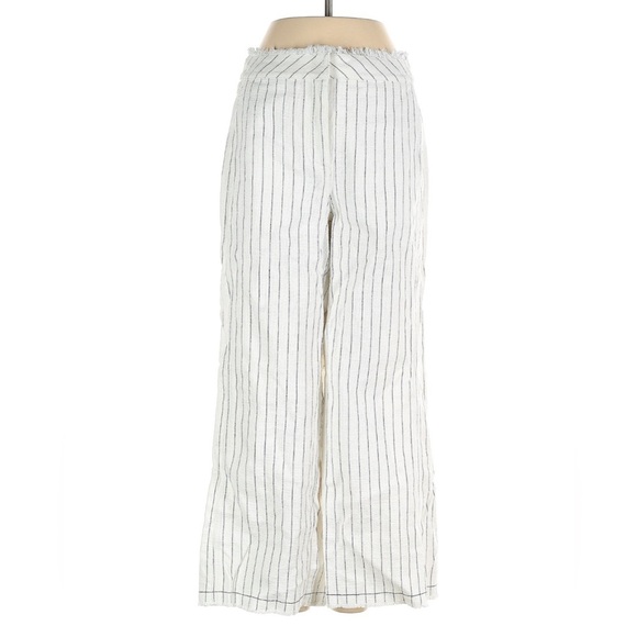 Alexander Wang T Burlap Cropped High Rise Wide Leg Pants Striped White Black 6 - Picture 2 of 6